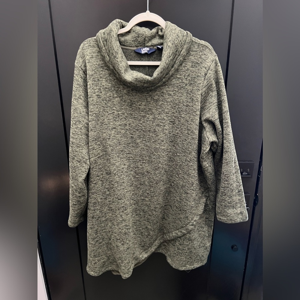 Land’s End Plus Size Sweater Fleece Tunic Cowl Neck Pullover